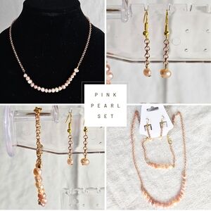 Elegant Pink Pearl Jewelry Set